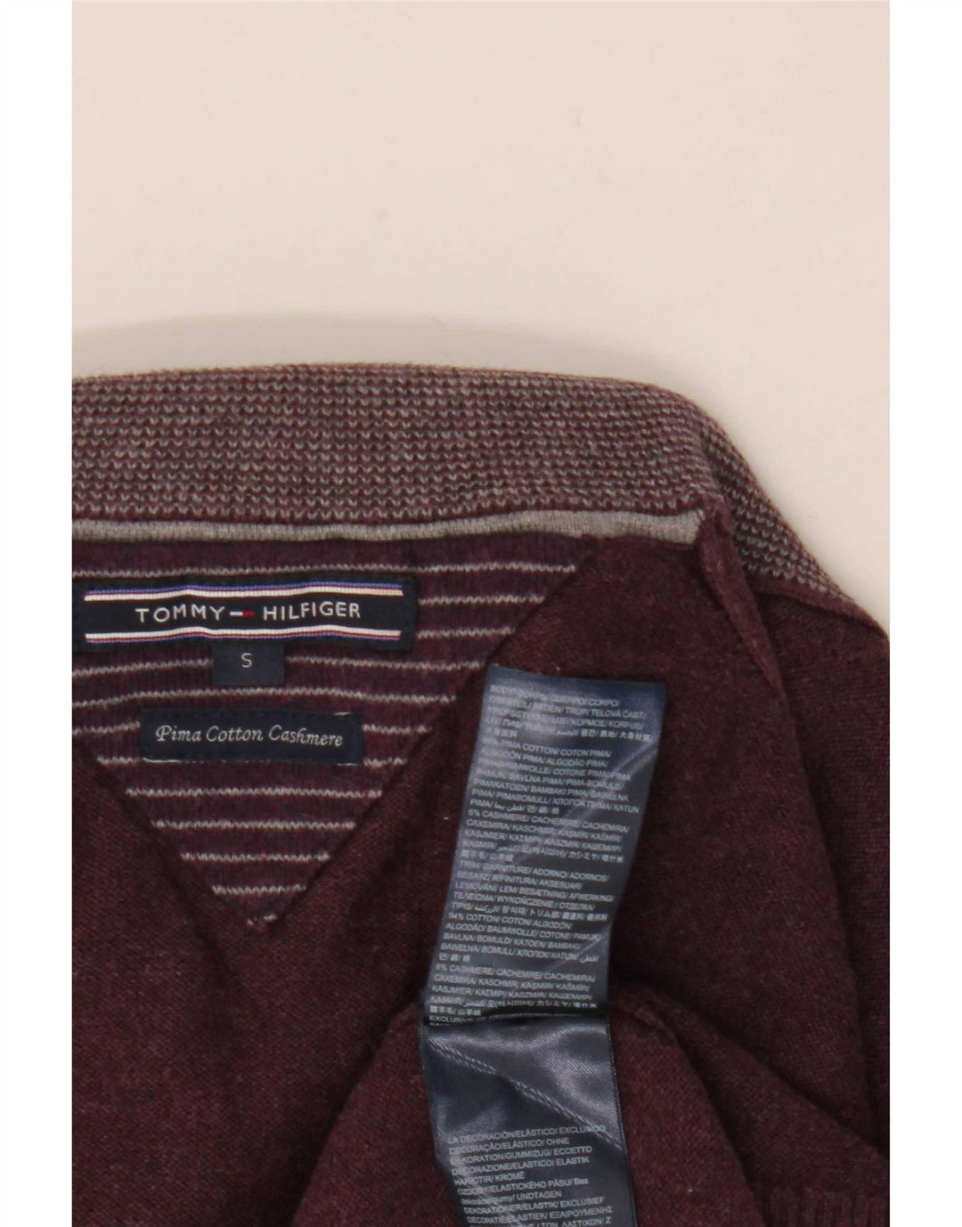 Tommy Hilfiger Suéter masculino com gola redonda e pequeno algodão Borgonha