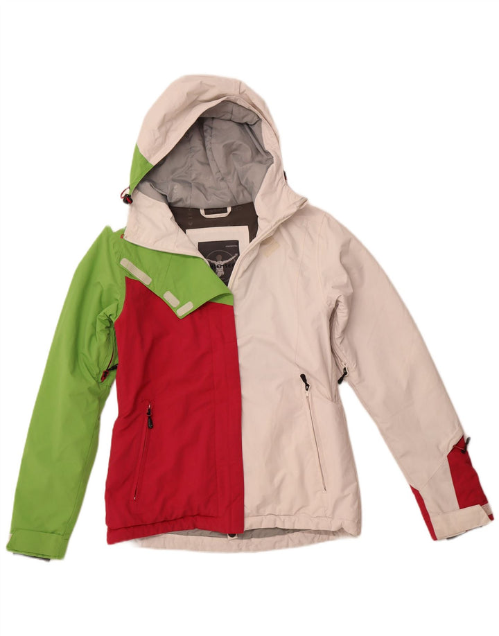 Jaqueta corta-vento feminina com capuz CHIEMSEE UK 6 XS branco colorblock