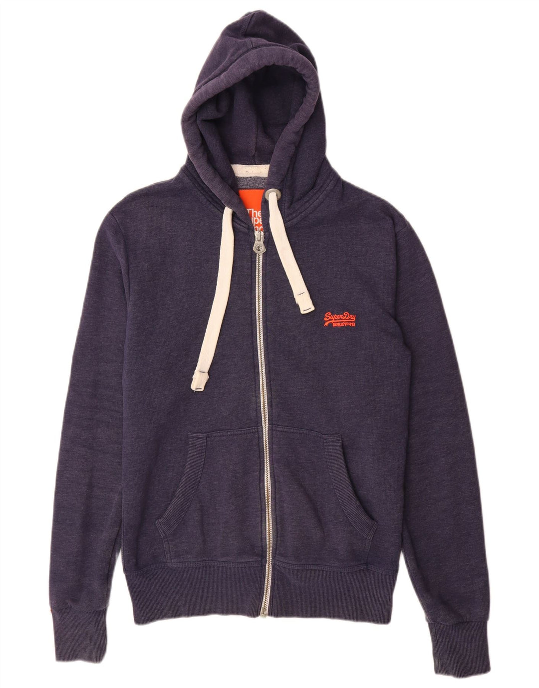 Suéter masculino Superdry com capuz e zíper médio algodão azul marinho