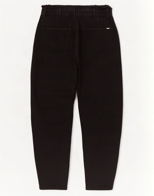 Calça jeans feminina Zara cintura alta cortada UE 38 pequena W28 L25 algodão preto