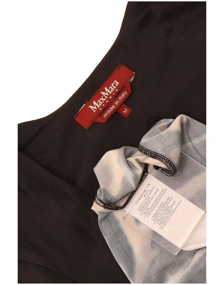 Max Mara Womens Sleeveless A-Line Dress UK 12 Medium Black Animal Print