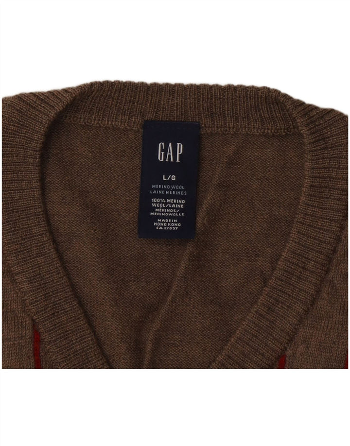 Suéter masculino Gap com decote em V grande lã merino listrada cinza