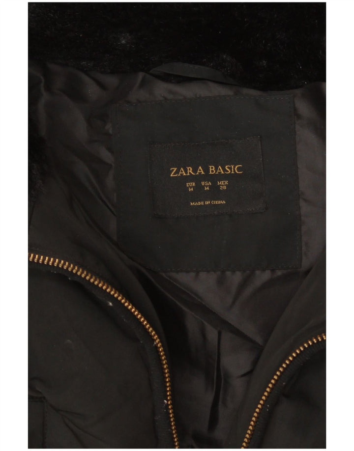 Casaco acolchoado feminino Zara UK 12 médio preto