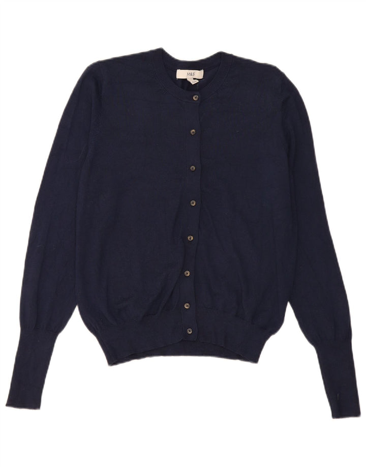 Suéter cardigã feminino Marks & Spencer UK 12 viscose azul marinho médio