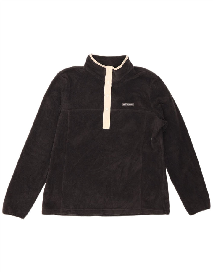 Suéter de lã feminino COLUMBIA com gola redonda Reino Unido 16 grande poliéster cinza