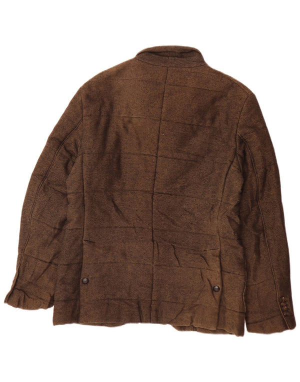 Jaqueta masculina acolchoada Massimo Dutti EU 48 algodão manchado marrom médio