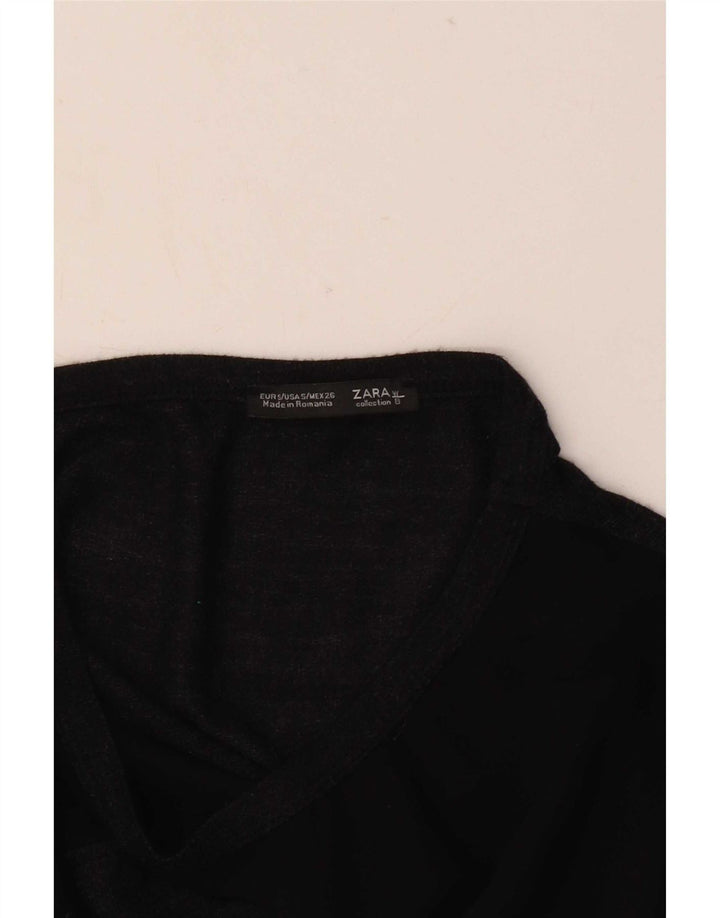 Zara Top feminino oversized manga comprida Reino Unido 10 pequeno bloco cinza colorido