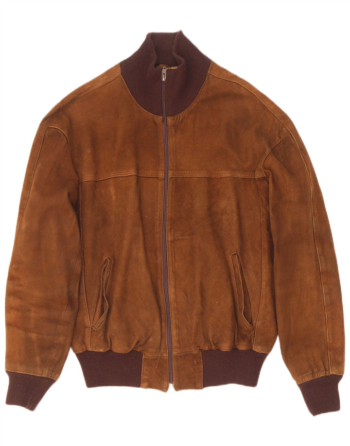 Jaqueta bomber masculina vintage de camurça IT 50 grande marrom