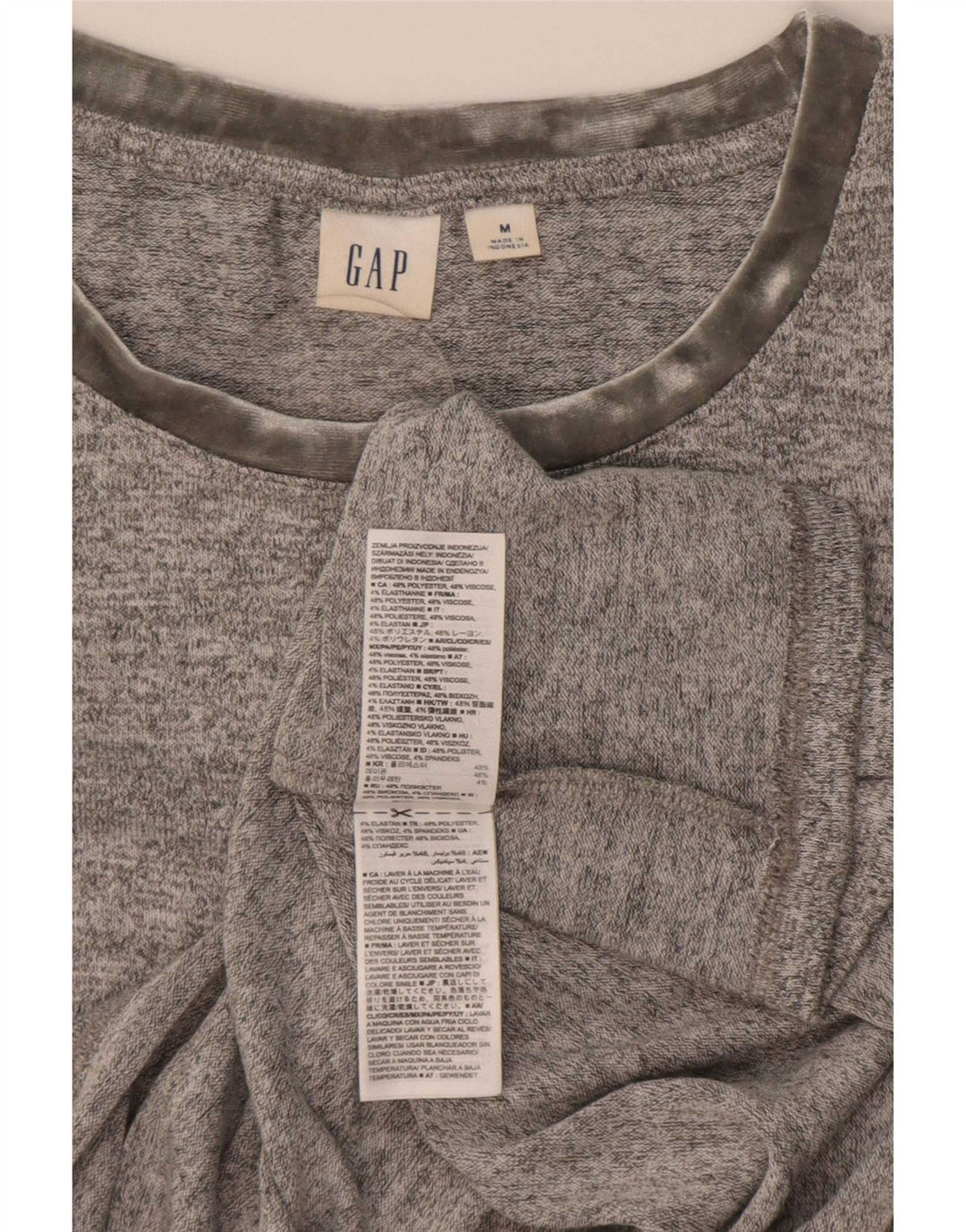 Camiseta feminina Gap UK 14 poliéster cinza médio