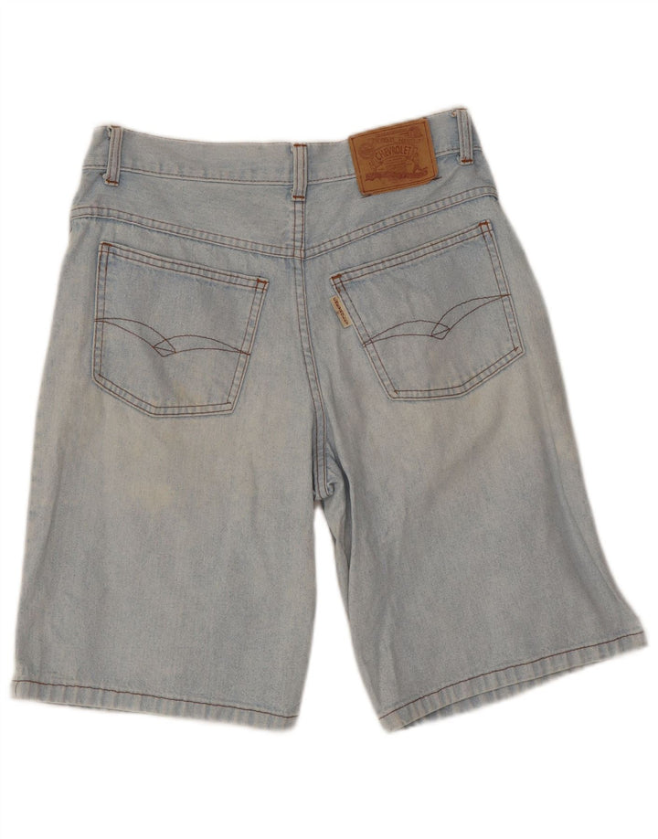 Shorts jeans desgastados masculinos vintage IT 46 algodão azul W28 pequeno