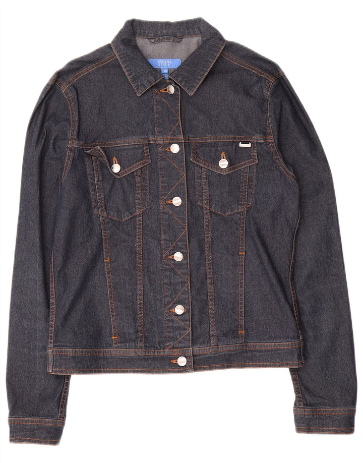Escada Womens Denim Jacket IT 36 XS Navy Blue Cotton