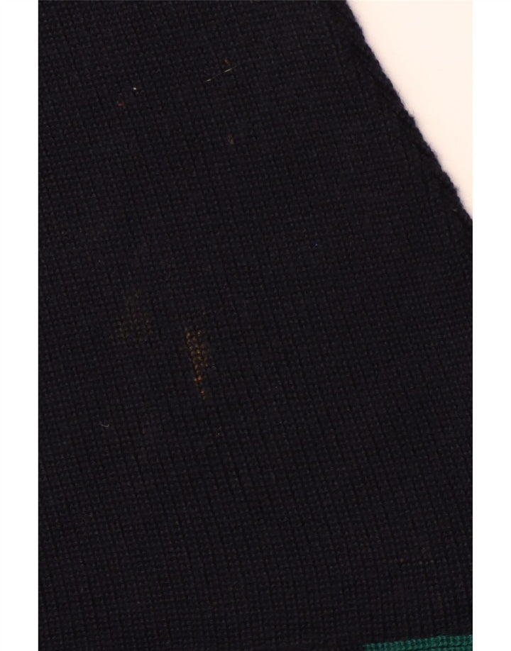 Suéter masculino VINTAGE com gola canoa XL azul marinho lã colorblock