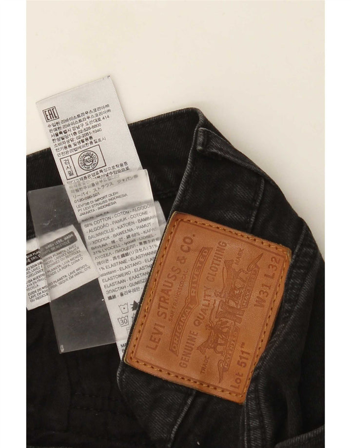 Levi's Masculino 511 Slim Jeans W31 L32 Algodão Preto