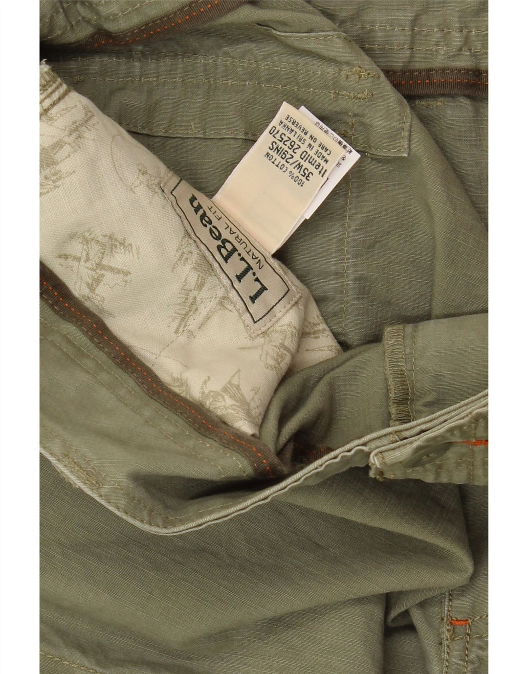 L.L.BEAN Mens Straight Cargo Trousers W35 L29 Khaki Cotton Vintage L.L.Bean and Second-Hand L.L.Bean from Messina Hembry 