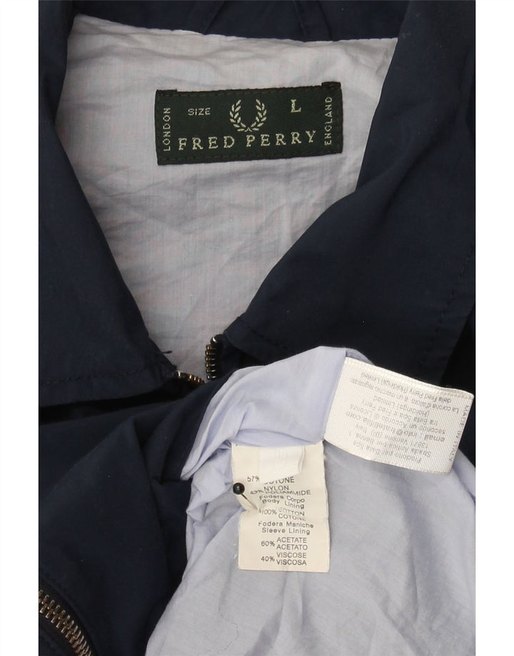 Jaqueta bomber masculina FRED PERRY Reino Unido 40 grande algodão azul marinho