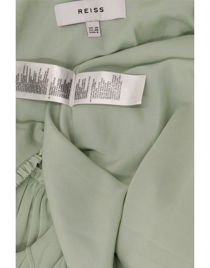 Vestido deslizante feminino Reiss UK 10 poliéster verde pequeno