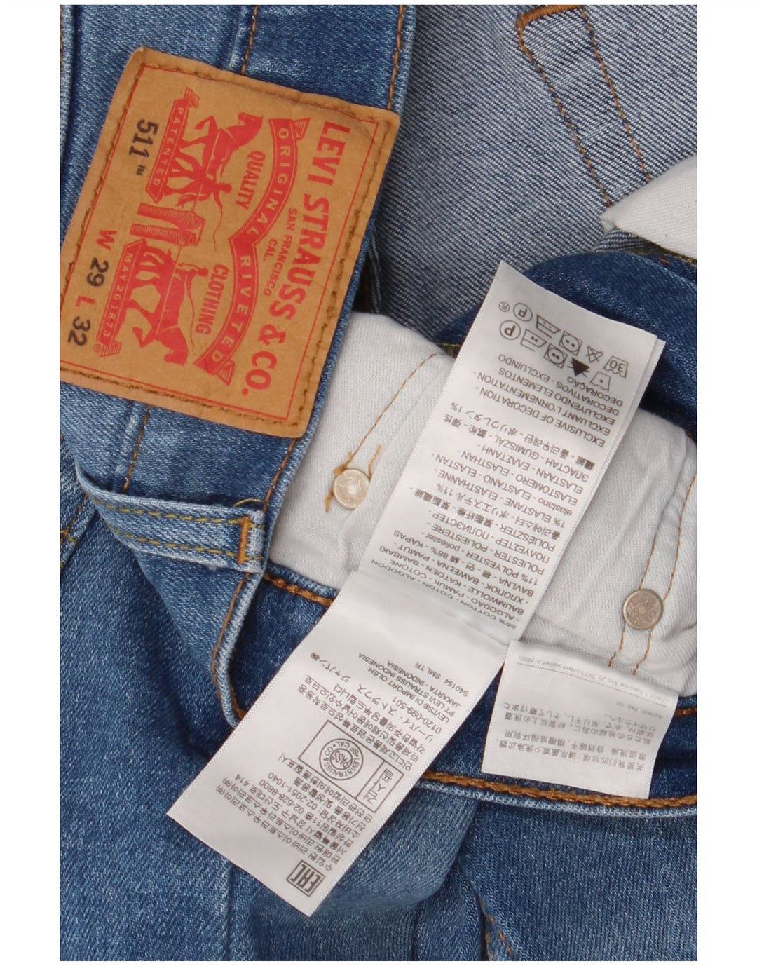 Calça Jeans Levis 511 Slim Masculina W29 L32 Azul Algodão