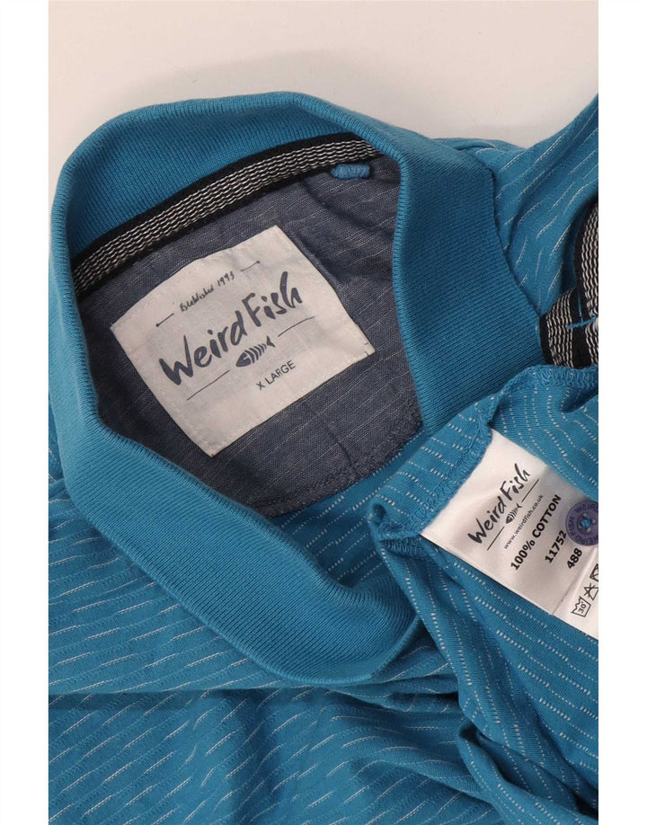 Camisa polo masculina Weird Fish XL algodão manchado azul