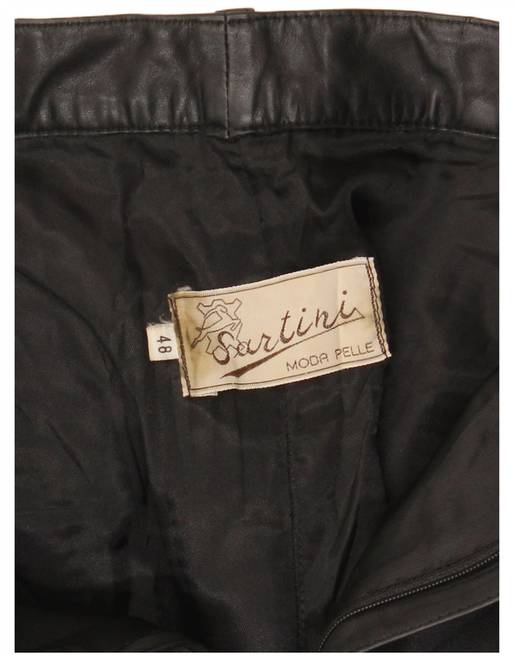 Calça masculina de couro reta VINTAGE IT 48 média W32 L31 preta