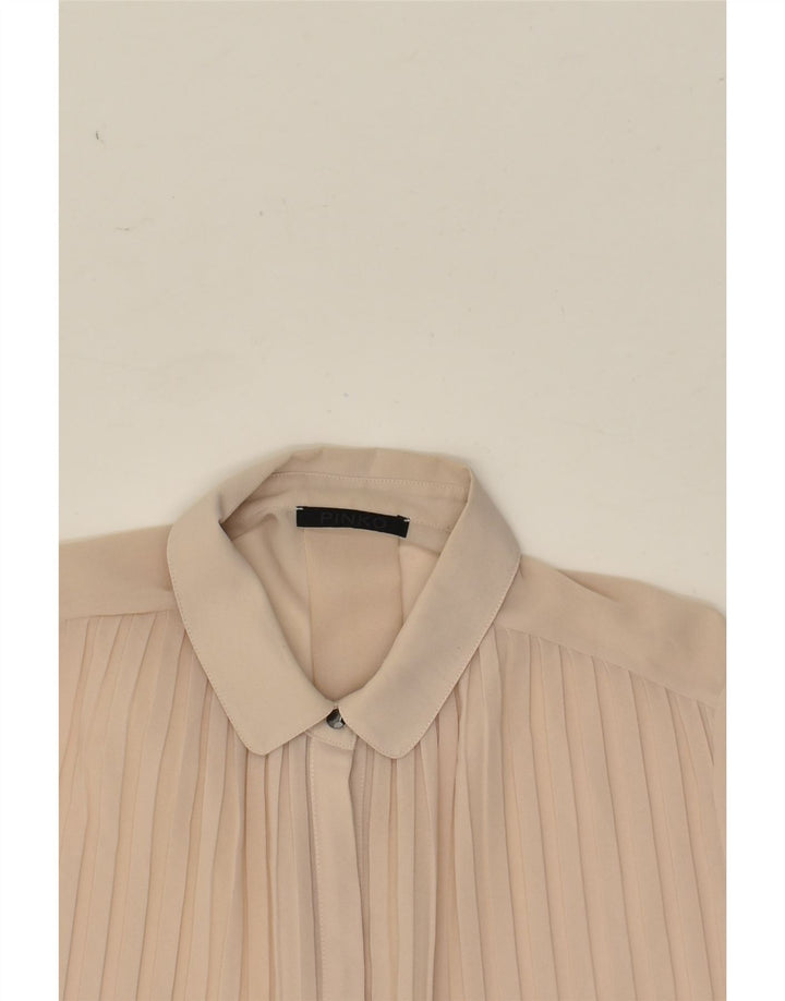PINKO Blusa feminina oversized transparente Reino Unido 10 pequena bege