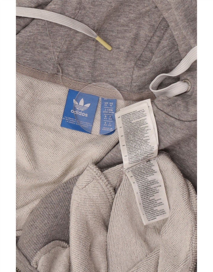 Suéter adidas feminino com capuz e zíper UK 14 algodão cinza médio
