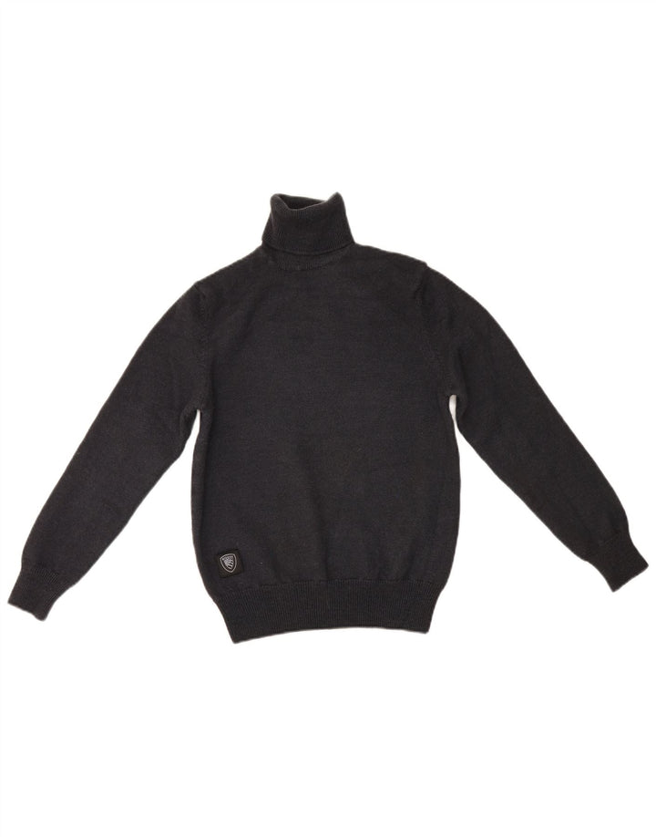 Suéter feminino Blauer com gola redonda Reino Unido 8 lã cinza pequena