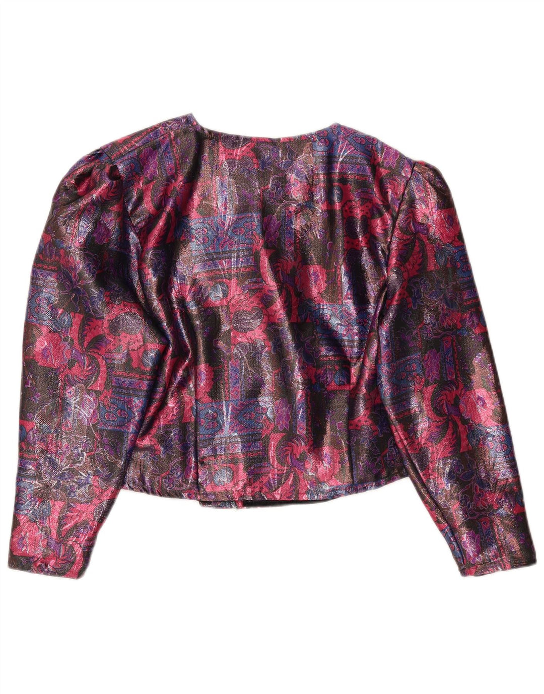 Jaqueta blazer feminina vintage com 4 botões UK 16 grande floral multicolorida