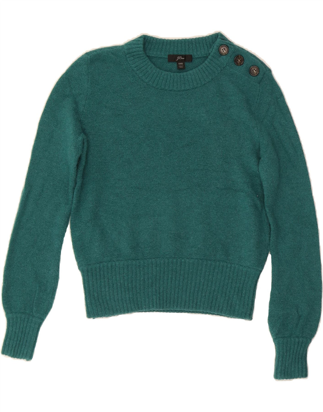 J. CREW Womens Oversized Crop Crew Neck Jumper Sweater UK 2 2XS Green Vintage J. Crew and Second-Hand J. Crew from Messina Hembry 