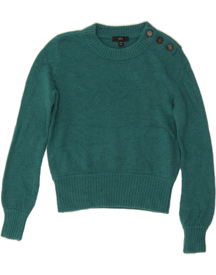 J. CREW Womens Oversized Crop Crew Neck Jumper Sweater UK 2 2XS Green Vintage J. Crew and Second-Hand J. Crew from Messina Hembry 