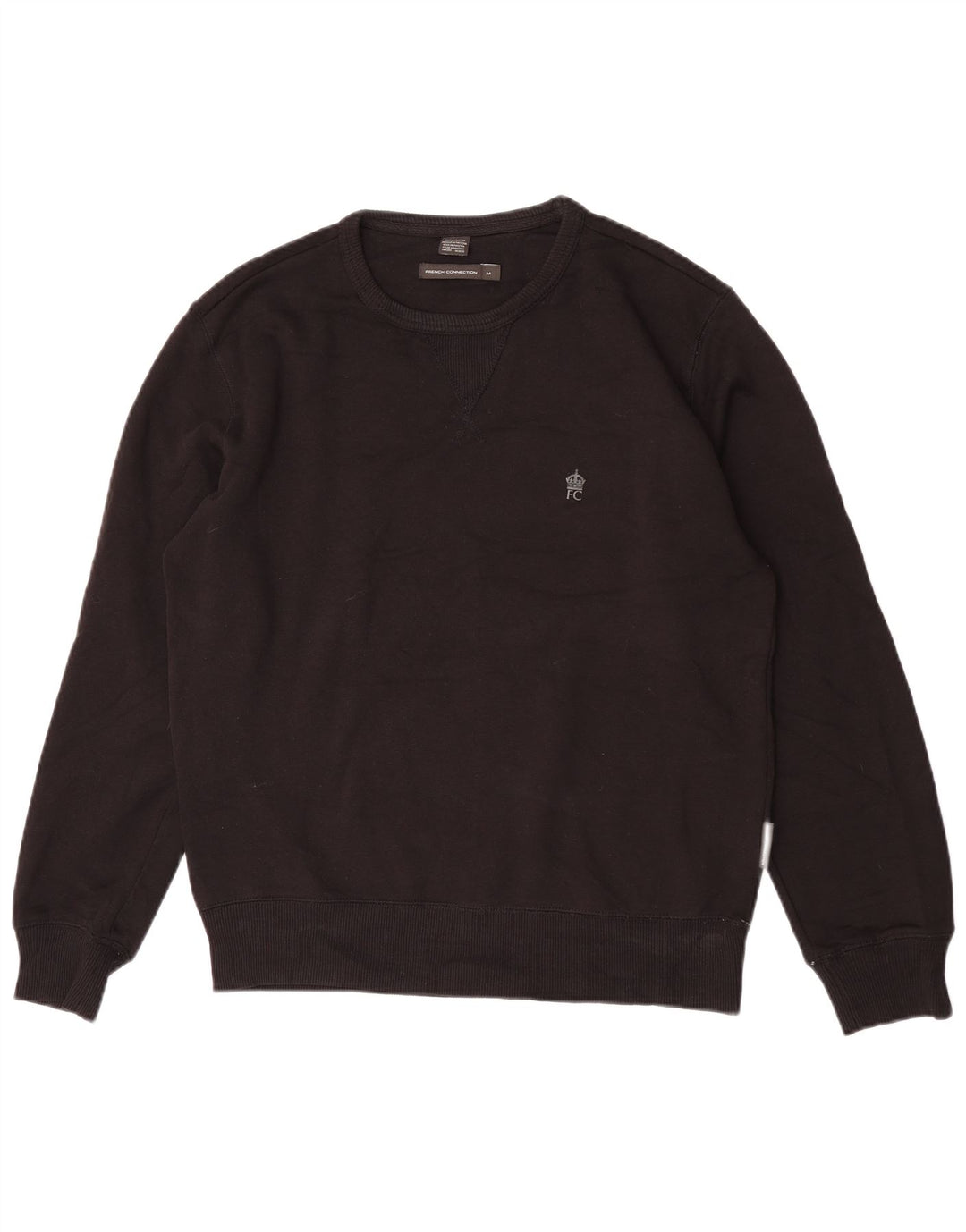 FRENCH CONNECTION Suéter masculino de algodão preto médio