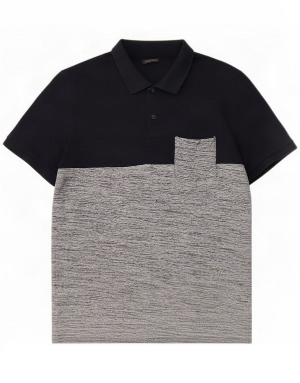 Camisa polo masculina Jack & Jones grande azul marinho colorblock algodão