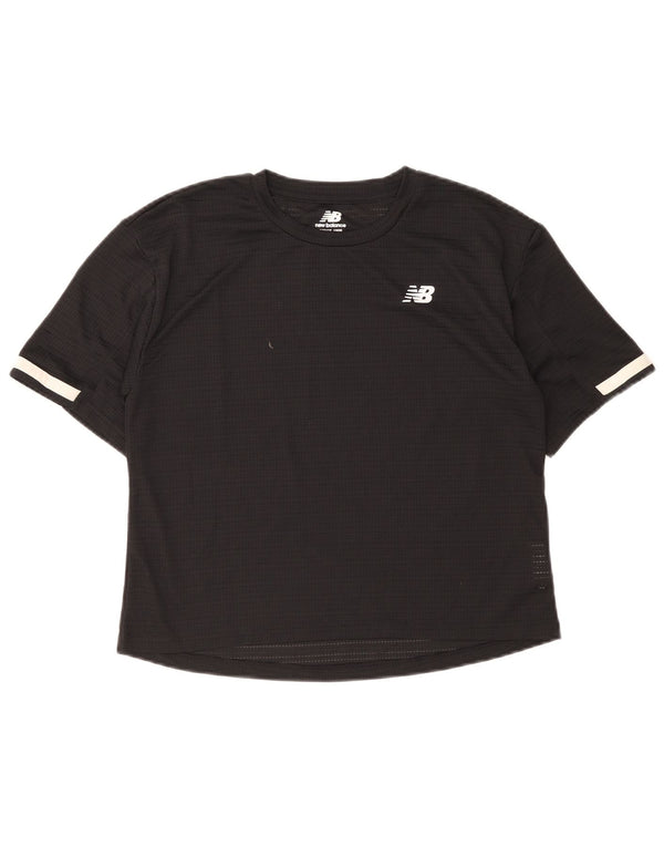 Camiseta feminina New Balance UK 10 pequena preta colorblock poliéster
