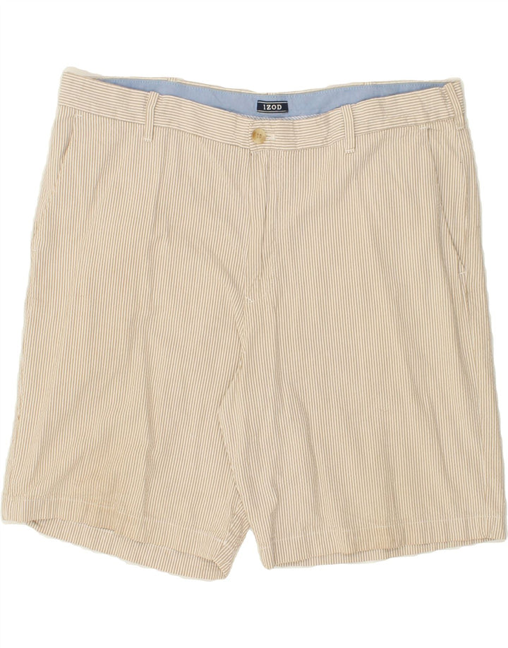 IZOD Mens Chino Shorts W40 XL Beige Pinstripe Cotton Vintage Izod and Second-Hand Izod from Messina Hembry 