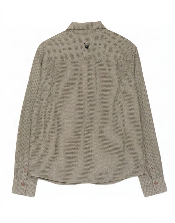 Camisa feminina Fat Face grande algodão geométrico cáqui
