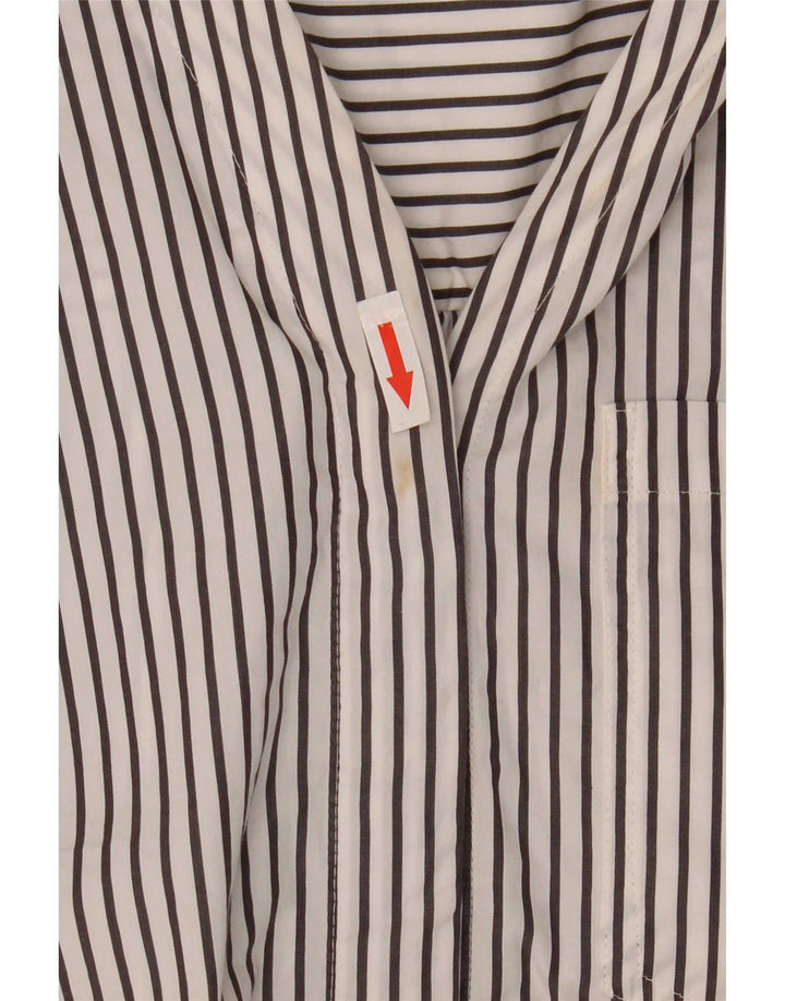 Pulôver feminino Marks & Spencer UK 16 grande algodão listrado branco