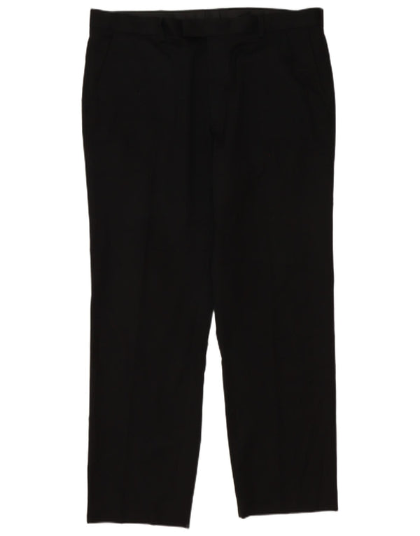 Calça masculina de terno cônico Marks & Spencer W38 L31 preto poliéster clássico
