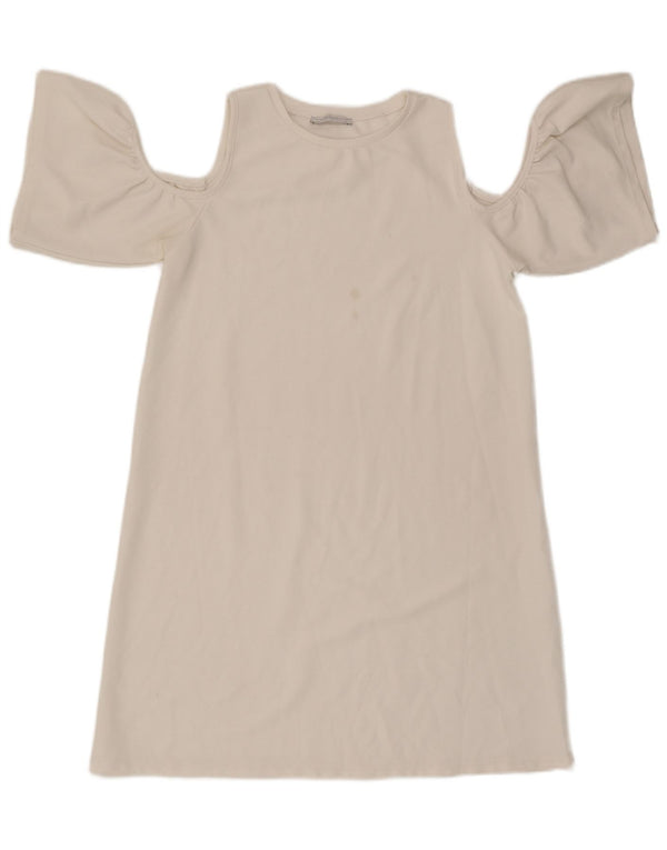Vestido feminino Zara com ombro de fora UK 10 pequeno branco