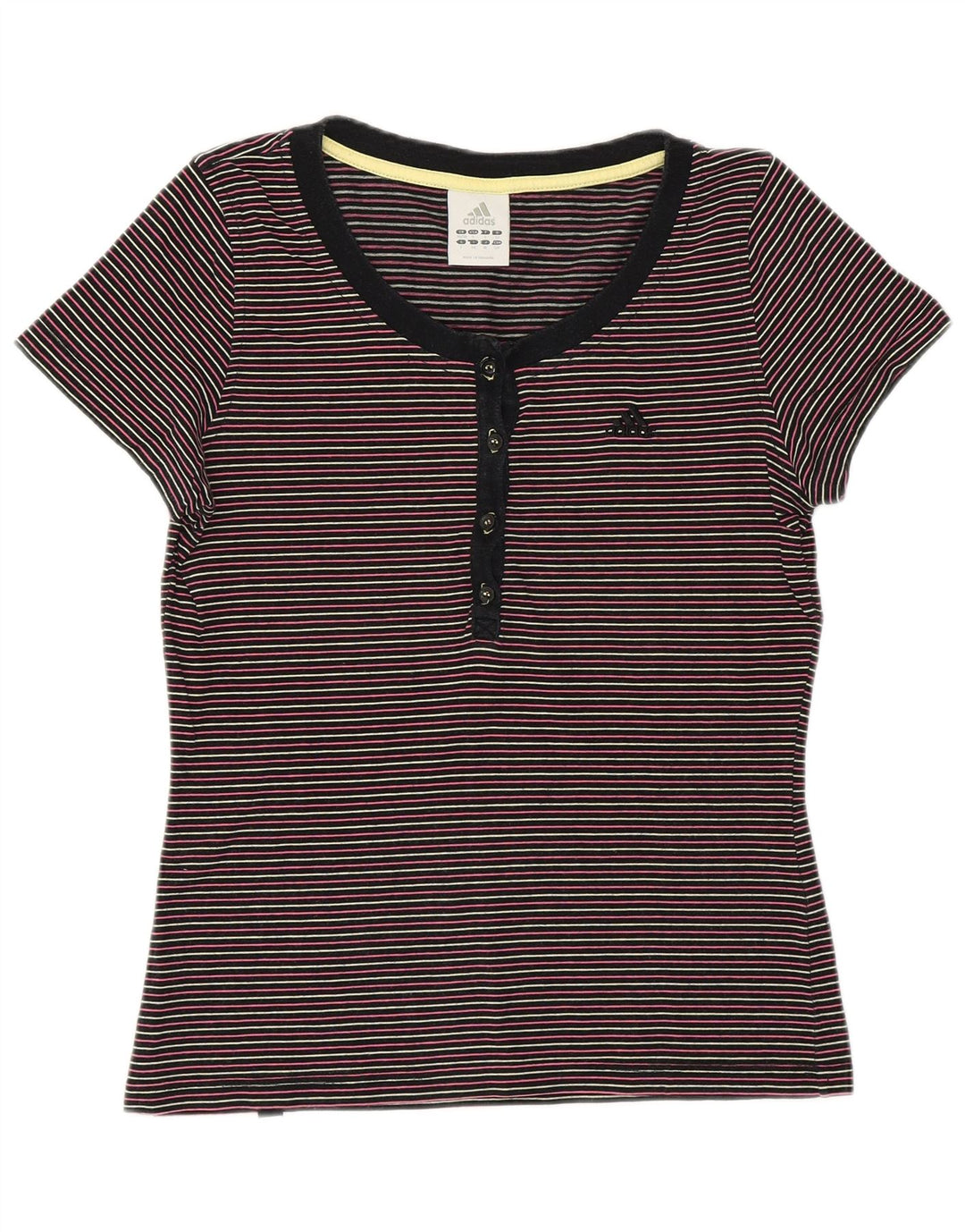Camiseta feminina ADIDAS UK 8/10 pequena listrada multicolorida de algodão