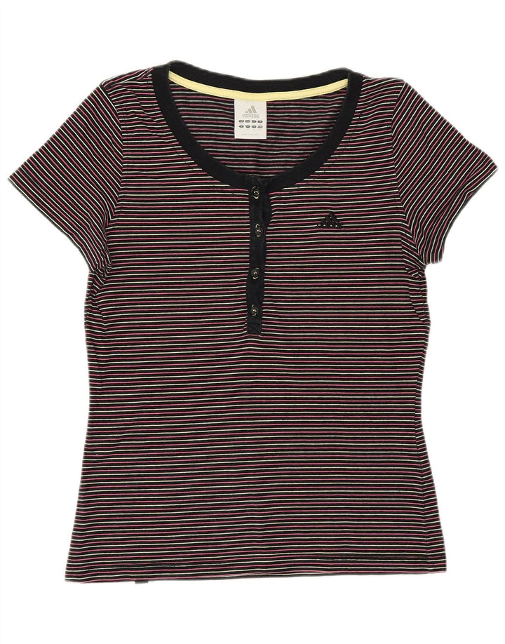 Camiseta feminina ADIDAS UK 8/10 pequena listrada multicolorida de algodão