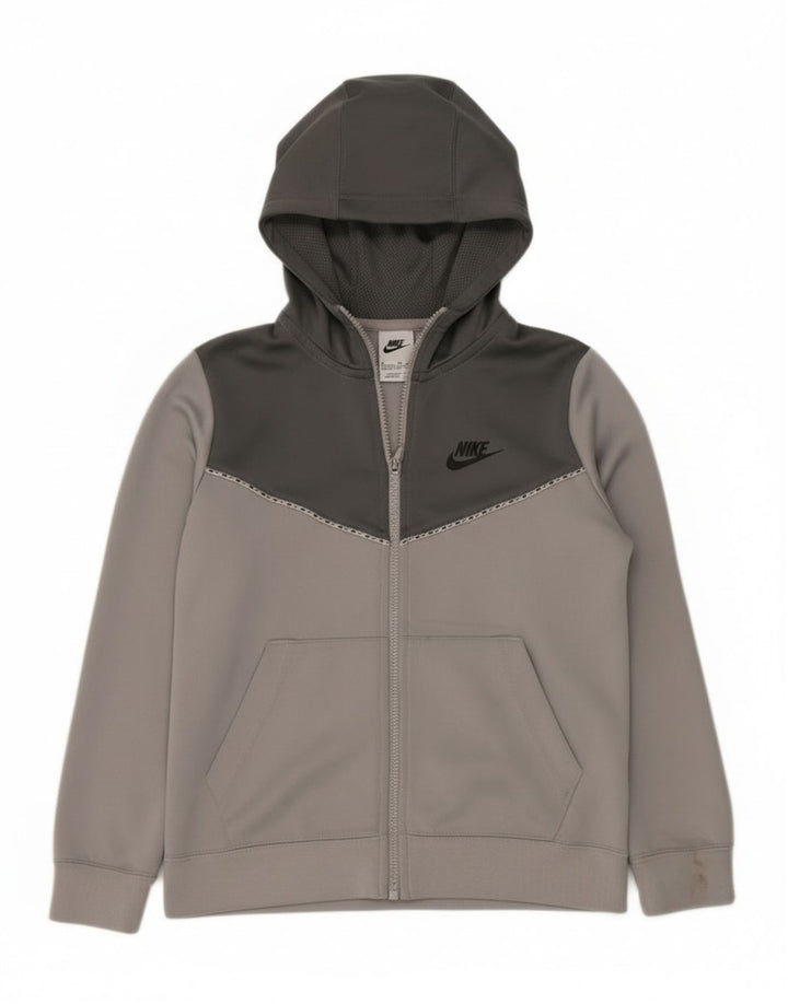 Suéter Nike Boys Zip com capuz 10-11 anos cinza médio colorblock poliéster