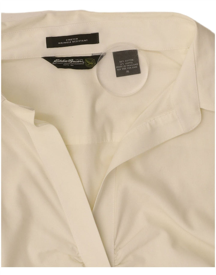 EDDIE BAUER Blusa feminina pulôver manga 3/4 Reino Unido 18 XL algodão branco