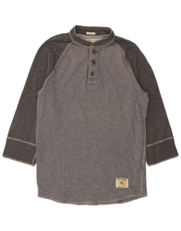 Top masculino Abercrombie & Fitch manga 3/4 grande algodão cinza