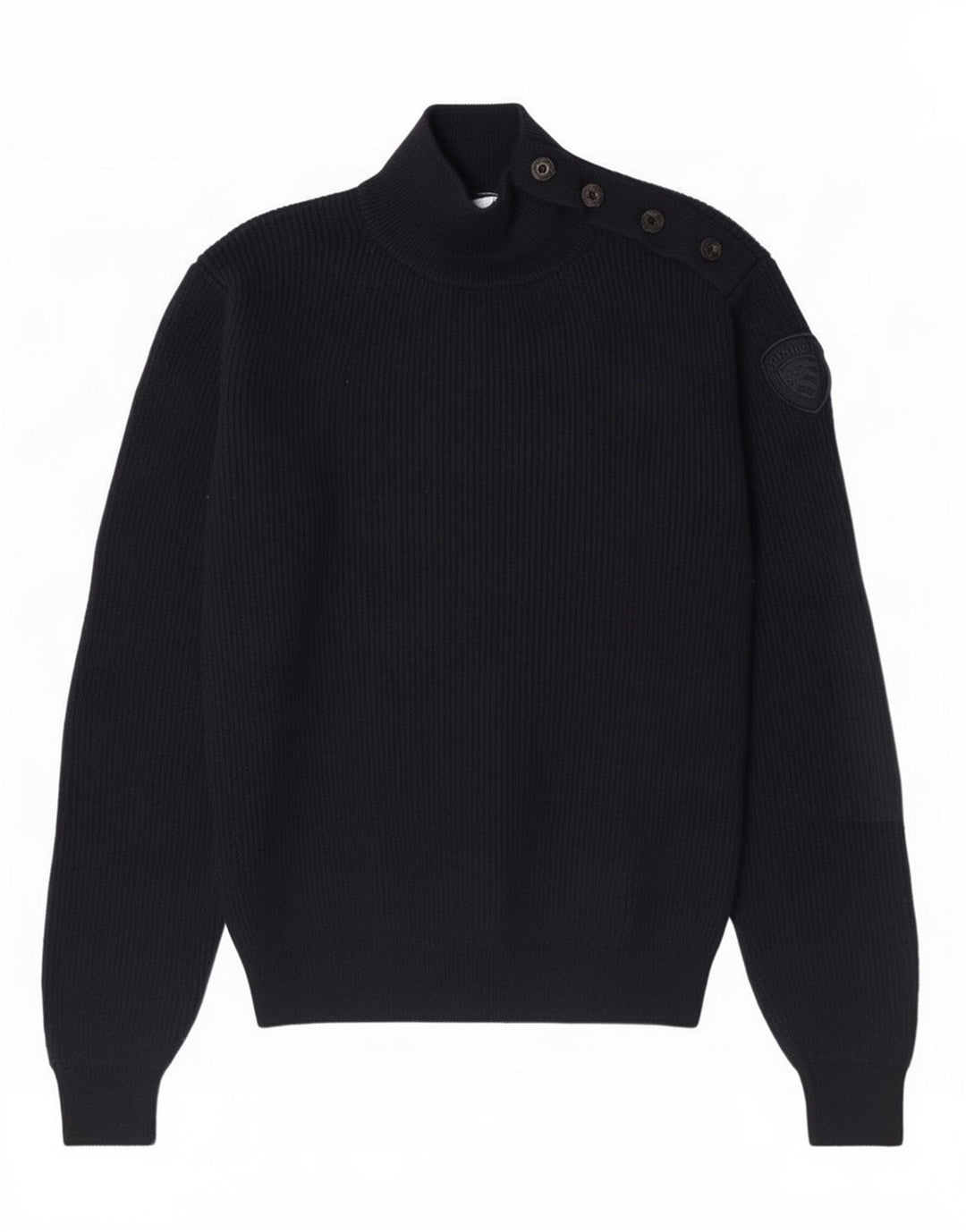 Suéter masculino Blauer com gola tartaruga, lã azul marinho médio