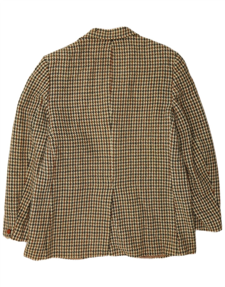 Jaqueta blazer longa masculina Harris Tweed Reino Unido 38 Houndstooth verde médio
