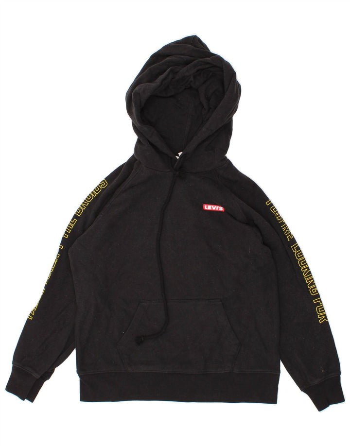 LEVI'S Mens Graphic Hoodie Jumper Small Black Cotton Vintage Levi's and Second-Hand Levi's from Messina Hembry 