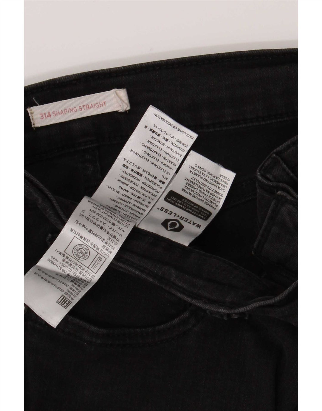 Calça jeans feminina Levi's 314 Shaping Straight W32 L30 algodão preto