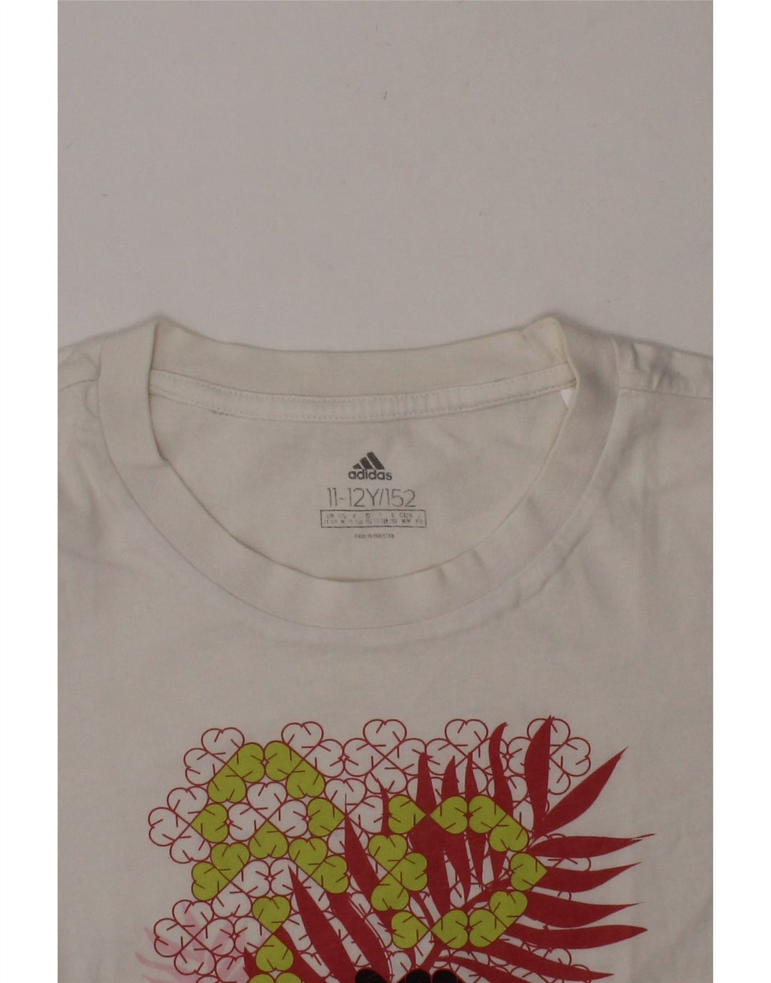 ADIDAS Girls Graphic T-Shirt Top 11-12 Years White Vintage Adidas and Second-Hand Adidas from Messina Hembry 
