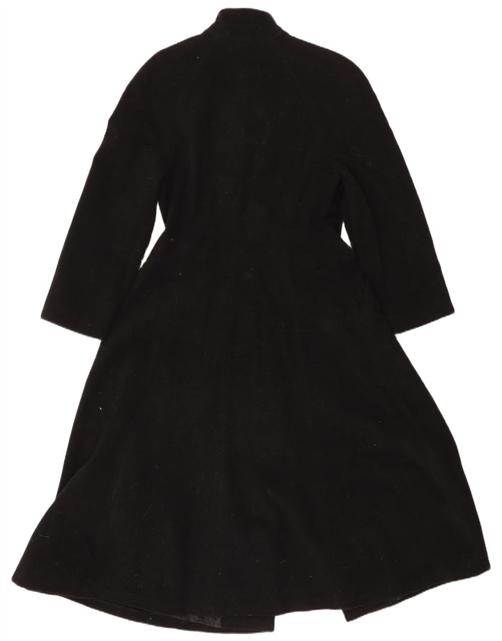 Casaco feminino vintage com peito duplo Reino Unido 8 lã preta pequena