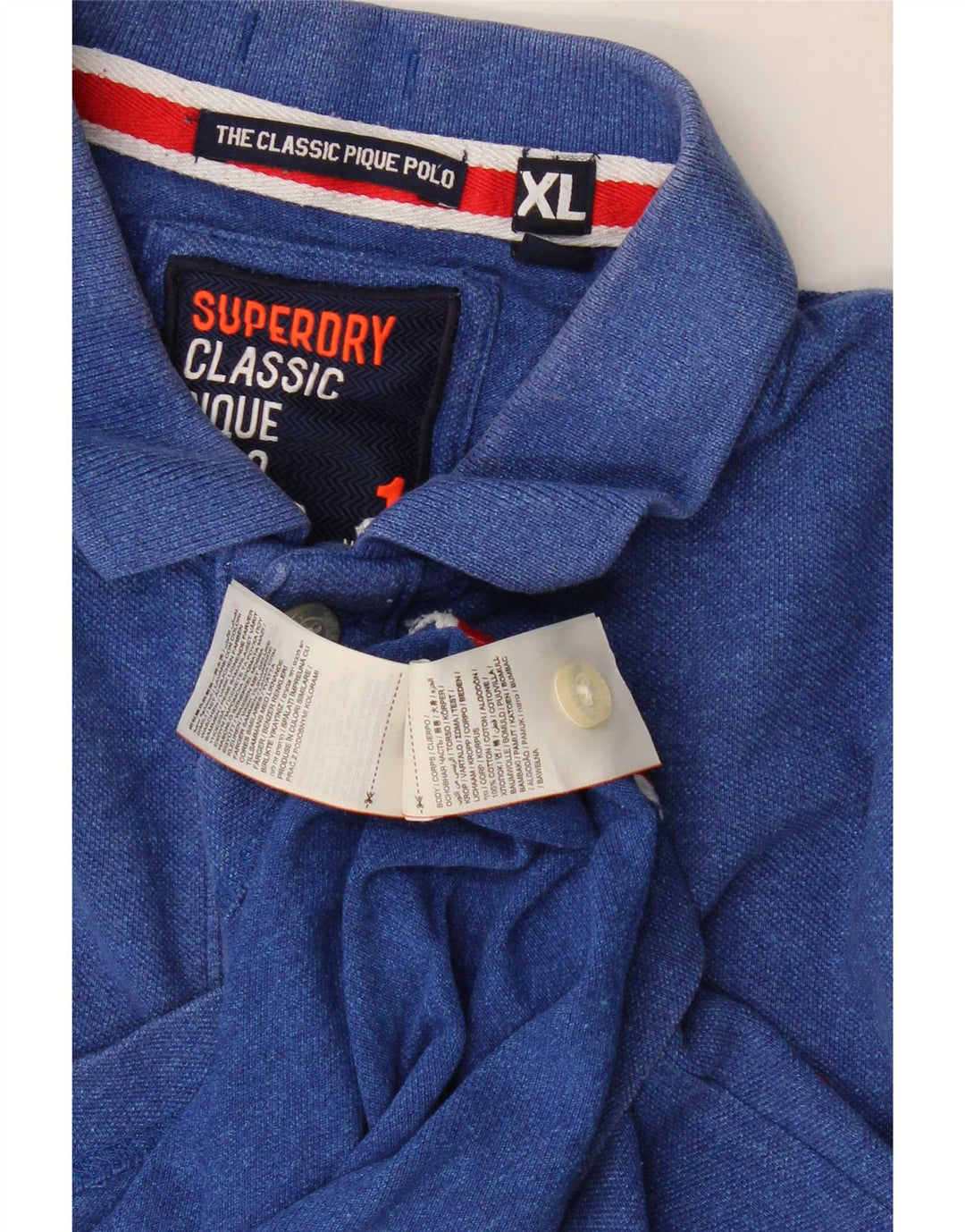 Camisa polo masculina Superdry XL azul algodão