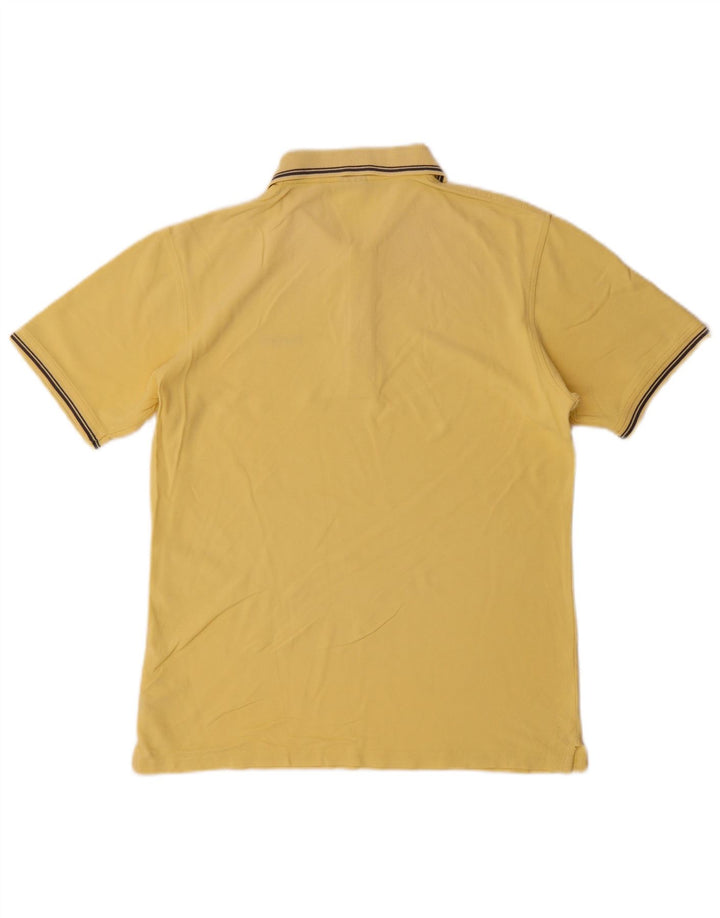 Camisa polo masculina Reebok pequena listrada amarela de algodão